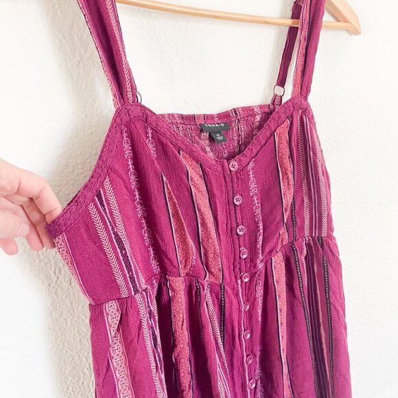 Torrid Babydoll Crepe smocked back textured v-neck striped Tank top size large - Picture 6 of 13